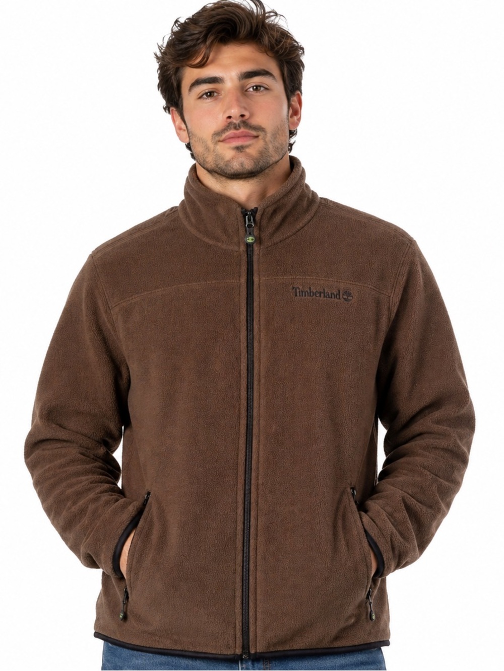Timberland Brown Fleece Jacket Full Zip Outdoor Men’s Size L/G
